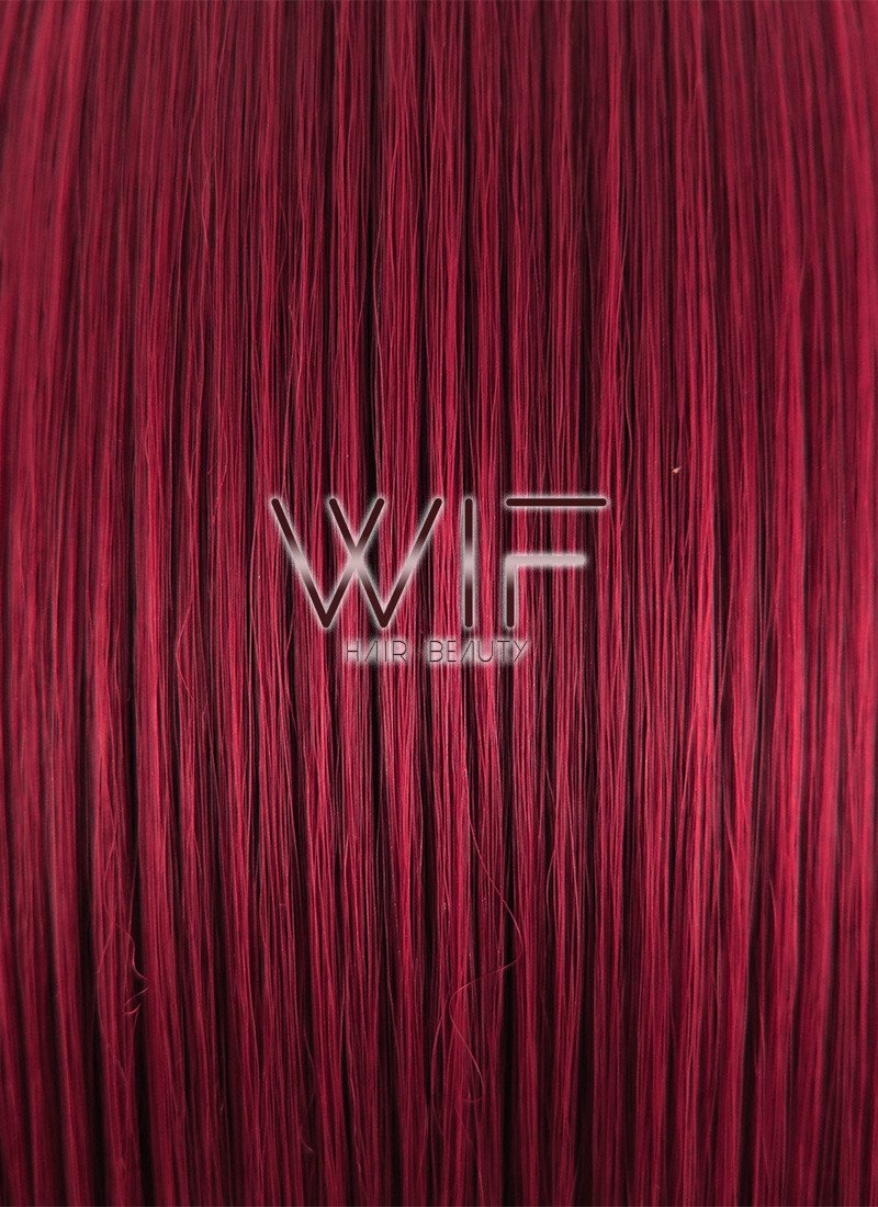 28" Straight Dark Red Synthetic Wig GM007