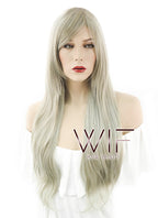 28" Long Wavy Ash Blonde Fashion Synthetic Hair Wig GM149
