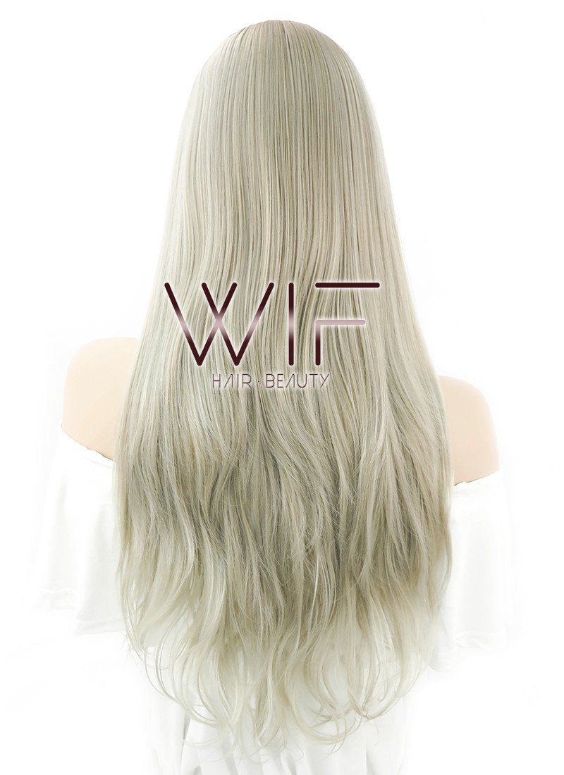 28" Long Wavy Ash Blonde Fashion Synthetic Hair Wig GM149