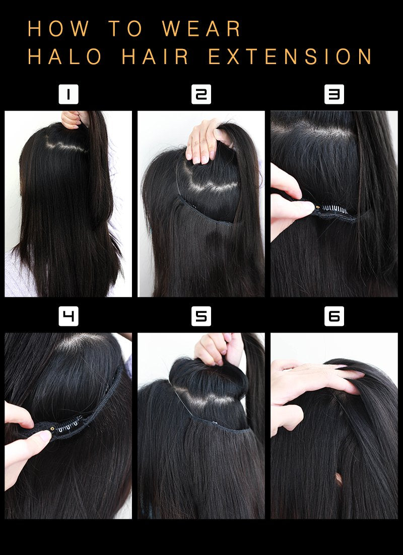 20" 180g Halo Natural Hair Flip-In Extensions - wifhair