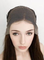 24" Long Straight Chocolate Brown Lace Front Remy Natural Hair Wig HH027