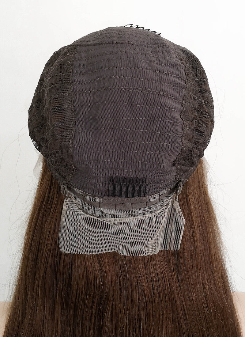 24" Long Straight Chocolate Brown Lace Front Remy Natural Hair Wig HH027