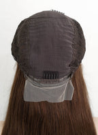 24" Long Straight Chocolate Brown Lace Front Remy Natural Hair Wig HH027