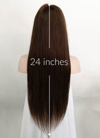 24" Long Straight Chocolate Brown Lace Front Remy Natural Hair Wig HH027