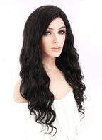 20" Long Curly Off Black Lace Front Remy Natural Hair Wig HH028