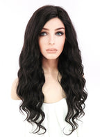 20" Long Curly Off Black Lace Front Remy Natural Hair Wig HH028