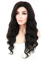 20" Long Curly Off Black Lace Front Remy Natural Hair Wig HH028