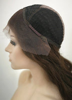 24" Long Curly Mocha Brown Lace Front Remy Natural Hair Wig HH050 - wifhair
