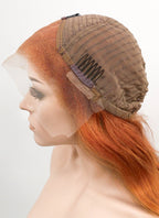 24" Long Wavy Two Tone Orange Lace Front Remy Natural Hair Wig HH096 - wifhair