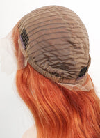 24" Long Wavy Two Tone Orange Lace Front Remy Natural Hair Wig HH096 - wifhair
