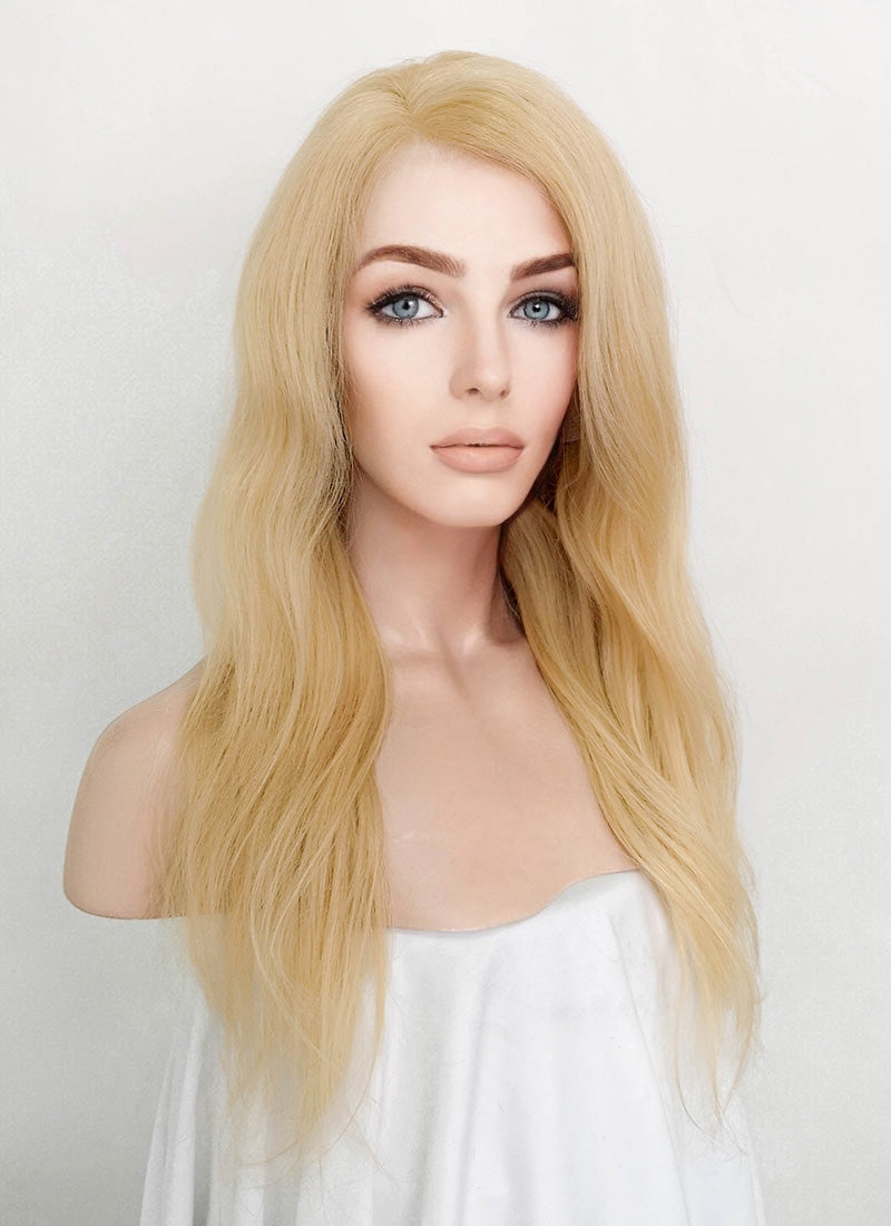 16" Long Curly Honey Blonde Lace Front Remy Natural Hair Wig HH124