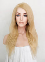 16" Long Curly Honey Blonde Lace Front Remy Natural Hair Wig HH124