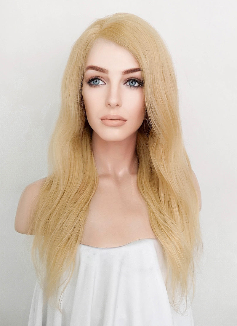 16" Long Curly Honey Blonde Lace Front Remy Natural Hair Wig HH124