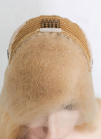 16" Long Curly Honey Blonde Lace Front Remy Natural Hair Wig HH124