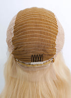 16" Long Curly Honey Blonde Lace Front Remy Natural Hair Wig HH124