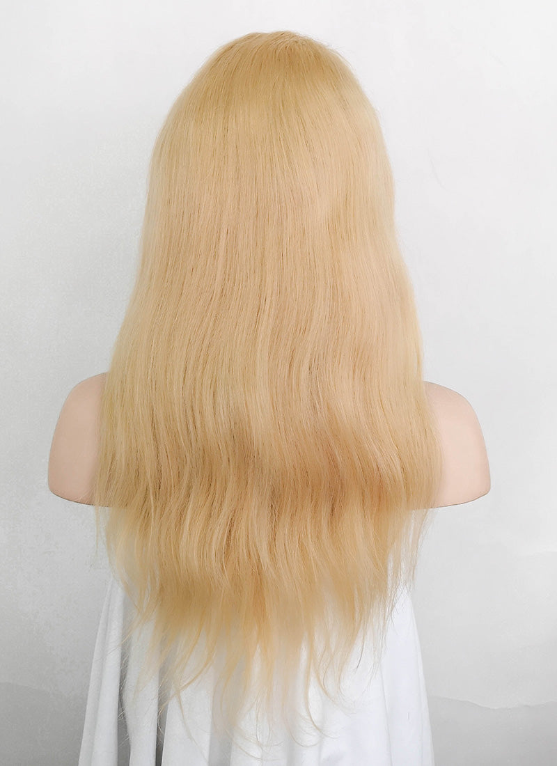 16" Long Curly Honey Blonde Lace Front Remy Natural Hair Wig HH124