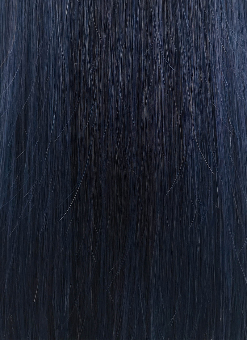 14" Long Straight Dark Blue Lace Front Remy Natural Hair Wig HH135 - wifhair