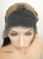 14" Long Straight Dark Blue Lace Front Remy Natural Hair Wig HH135 - wifhair