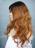 16" Long Wavy Blonde With Dark Roots Full Lace Remy Natural Hair Wig HH141 - wifhair