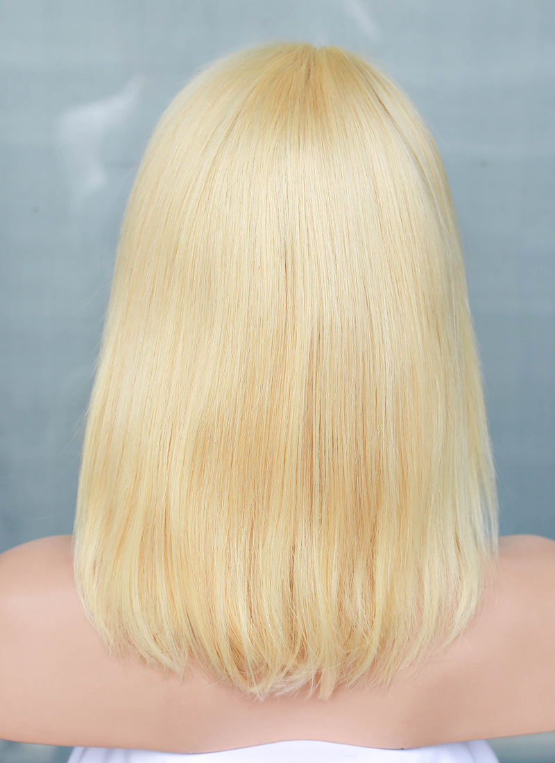 10" Medium Straight Bleach Blonde Bob Lace Front Remy Natural Hair Wig HH152