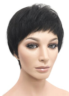 6" Short Layer Natural Black Mono Crown Remy Natural Hair Wig HH153 - wifhair