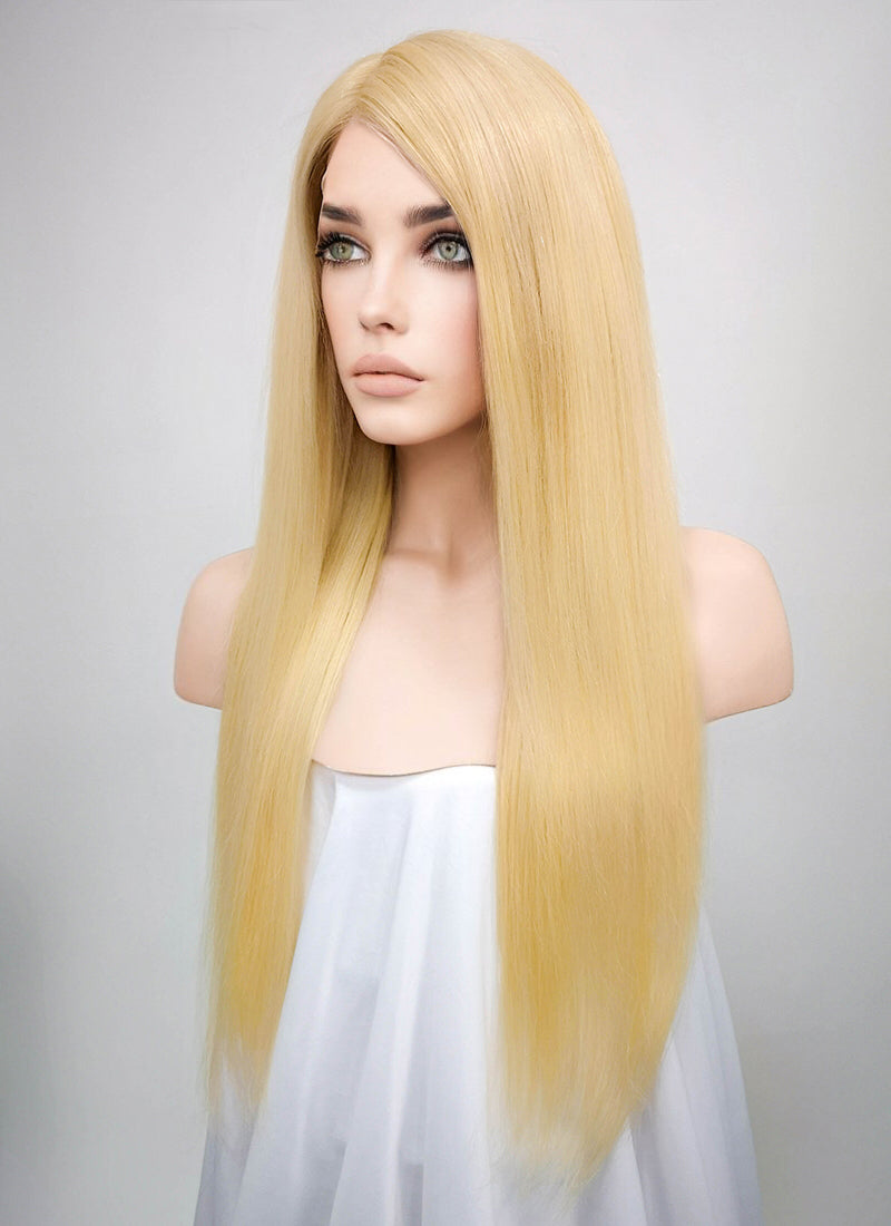 18" Long Straight Blonde Lace Front Remy Natural Hair Wig HH168