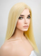 14" Long Straight Blonde Lace Front Remy Natural Hair Wig HH169