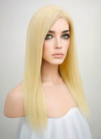 14" Long Straight Blonde Lace Front Remy Natural Hair Wig HH169