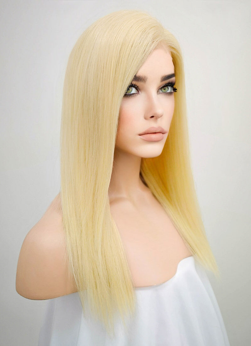 14" Long Straight Blonde Lace Front Remy Natural Hair Wig HH169