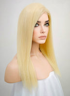 14" Long Straight Blonde Lace Front Remy Natural Hair Wig HH169