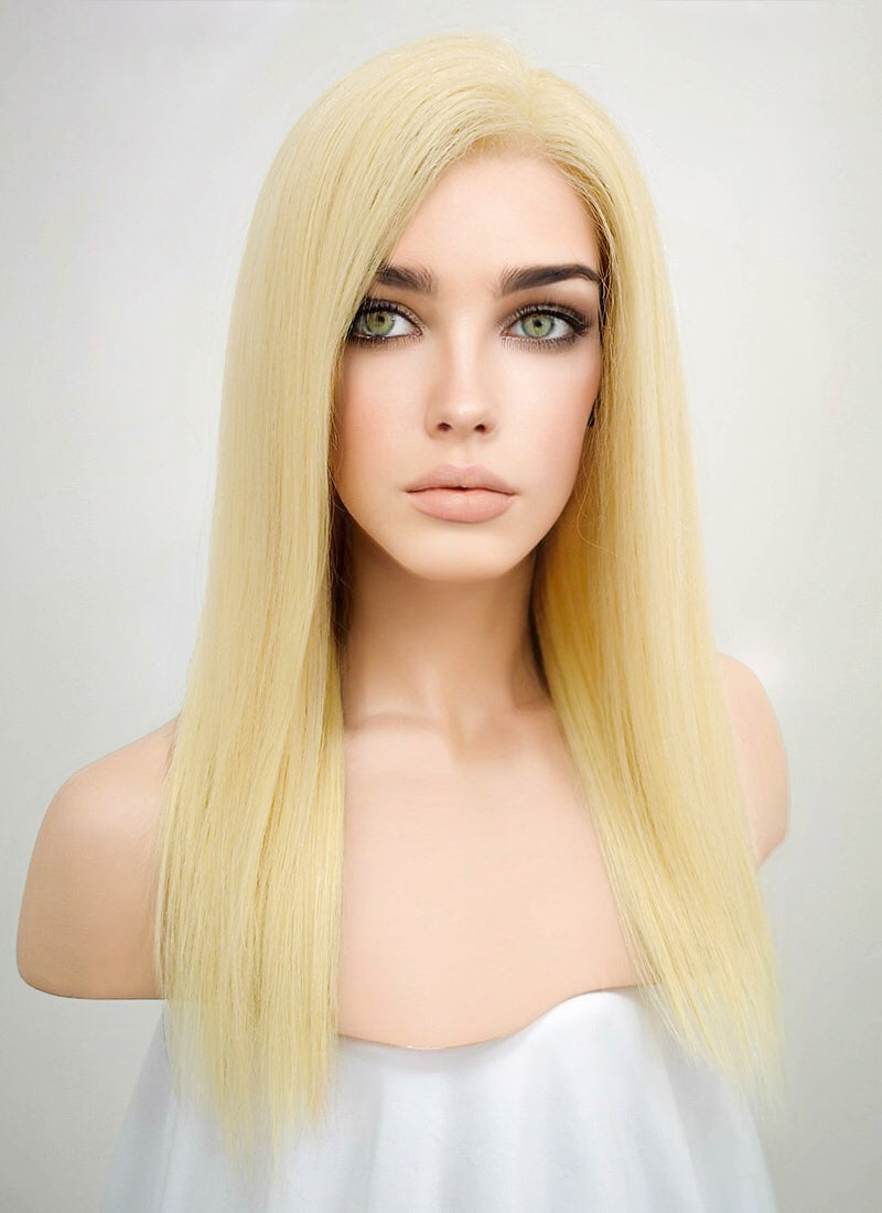 14" Long Straight Blonde Lace Front Remy Natural Hair Wig HH169