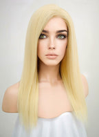 14" Long Straight Blonde Lace Front Remy Natural Hair Wig HH169