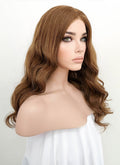 16" Long Wavy Brown Lace Front Remy Natural Hair Wig HH173