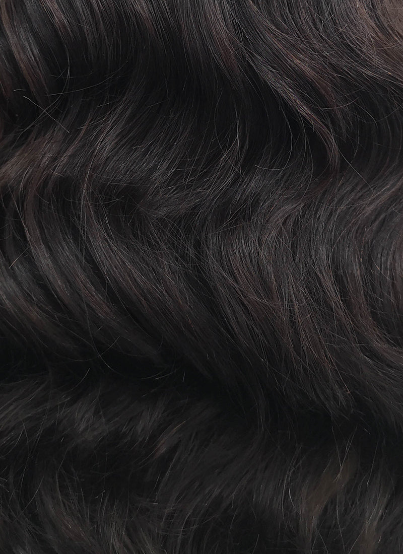 16" Long Wavy Black Lace Front Remy Natural Hair Wig HH174 - wifhair