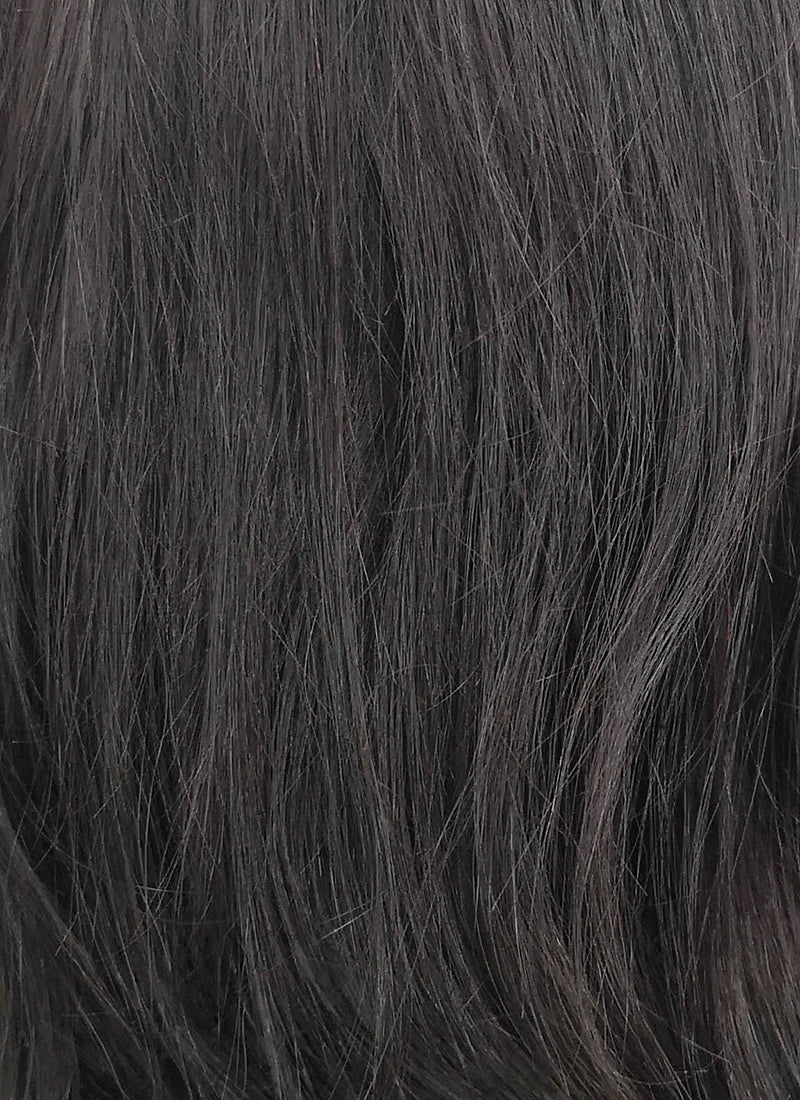 16" Medium Wavy Black Lace Front Remy Natural Hair Wig HH176 - wifhair