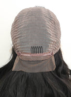 16" Medium Wavy Black Lace Front Remy Natural Hair Wig HH176 - wifhair
