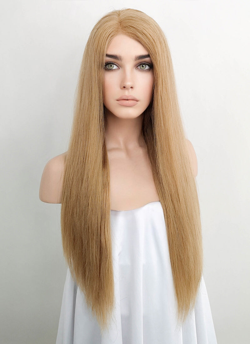 18" Long Straight Golden Blonde Lace Front Remy Natural Hair Wig HH178