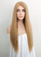 18" Long Straight Golden Blonde Lace Front Remy Natural Hair Wig HH178