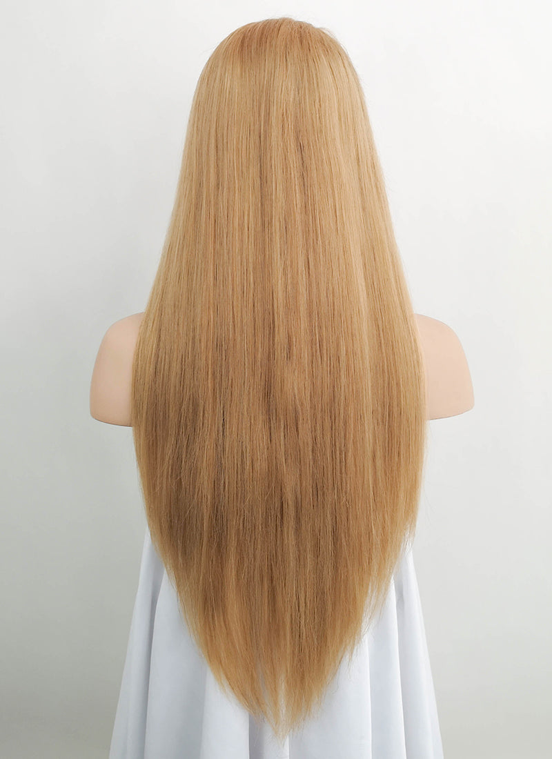 18" Long Straight Golden Blonde Lace Front Remy Natural Hair Wig HH178 - wifhair