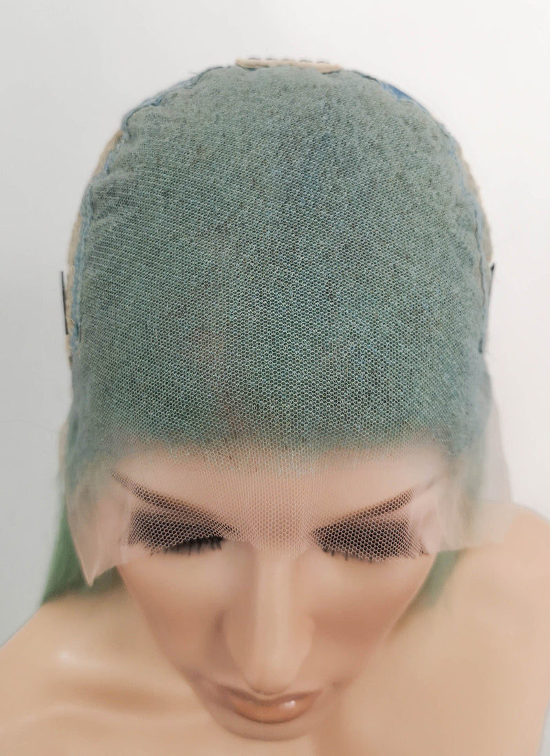 14" Medium Straight Light Green Lace Front Remy Natural Hair Wig HH179 - wifhair