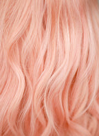 16" Medium Wavy Rose Pink Lace Front Remy Natural Hair Wig HH186 - wifhair