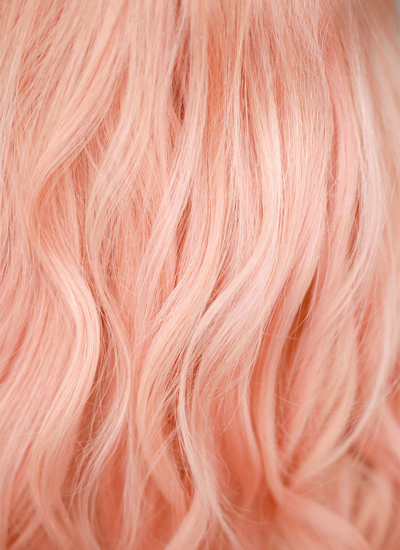 16" Medium Wavy Rose Pink Lace Front Remy Natural Hair Wig HH186 - wifhair