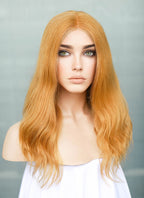 14" Medium Wavy Golden Orange Lace Front Remy Natural Hair Wig HH187