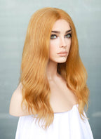 14" Medium Wavy Golden Orange Lace Front Remy Natural Hair Wig HH187