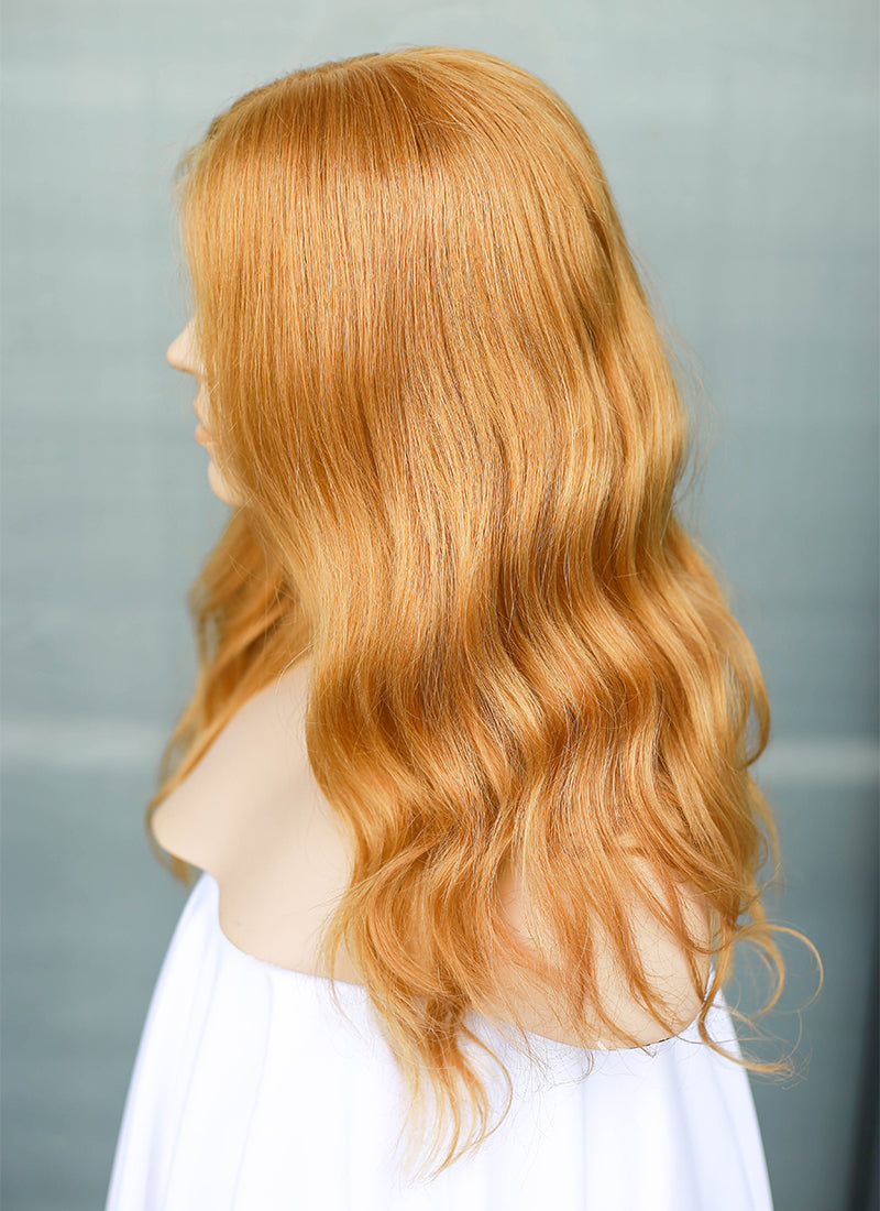 14" Medium Wavy Golden Orange Lace Front Remy Natural Hair Wig HH187 - wifhair