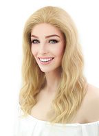16" Long Curly Golden Blonde Lace Front Remy Natural Hair Wig HH049