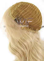 16" Long Wavy Honey Blonde Lace Front Remy Natural Hair Wig HH086