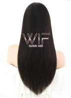 20" Long Straight Off Black Lace Front Remy Natural Hair Wig HH089