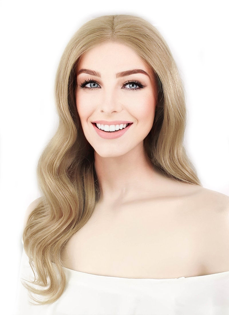 16" Long Wavy Dirty Blonde Lace Front Remy Natural Hair Wig HH108