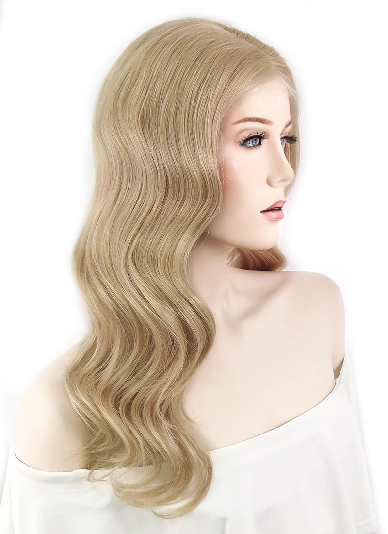 16" Long Wavy Dirty Blonde Lace Front Remy Natural Hair Wig HH108